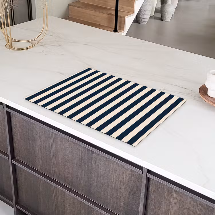 Verticale strepen - Blauw - Crème Inductie beschermer vinyl 3mm klein 276 -sfeer8