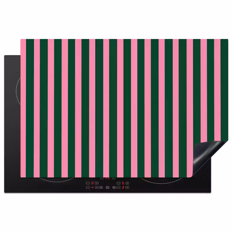 Verticale strepen - Groen - Roze Inductie beschermer vinyl 3mm klein 276 -3d