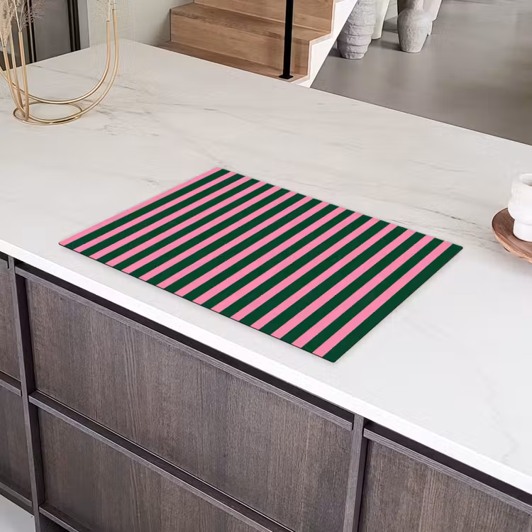 Verticale strepen - Groen - Roze Inductie beschermer vinyl 3mm klein 276 -sfeer8