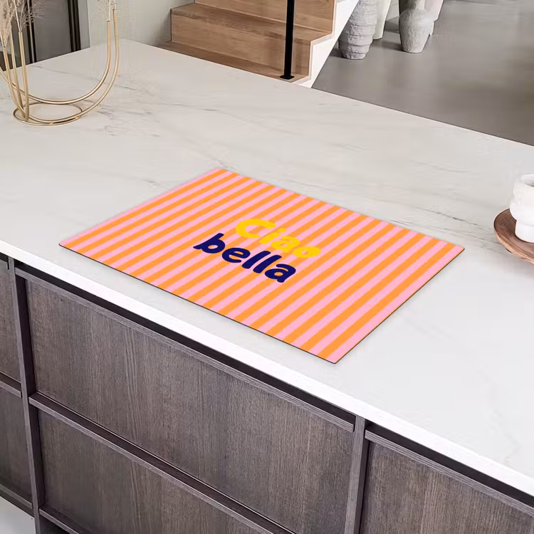 Verticaal - Strepen - Oranje - Ciao bella Inductie beschermer vinyl 3mm klein -sfeer8
