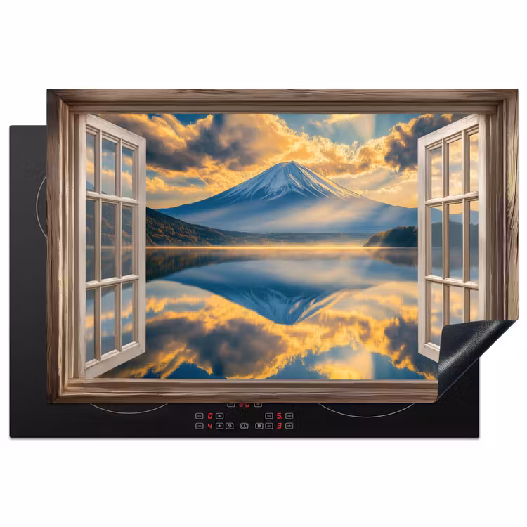 Doorkijk - Landschap - Bergen - Uitzicht - Raam Inductie beschermer vinyl 3mm klein -3d
