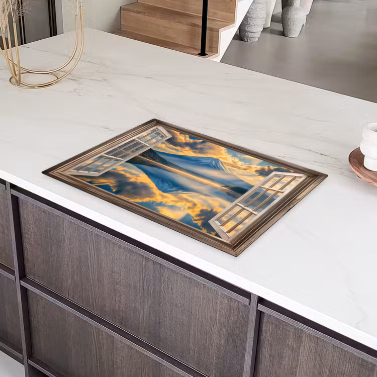 Doorkijk - Landschap - Bergen - Uitzicht - Raam Inductie beschermer vinyl 3mm klein -sfeer8