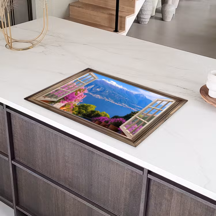 Doorkijk - Berg - Landschap - Uitzicht - Meer Inductie beschermer vinyl 3mm klein -sfeer8