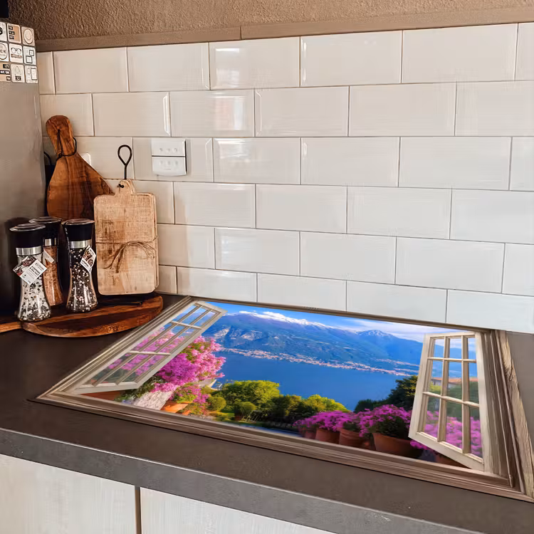Doorkijk - Berg - Landschap - Uitzicht - Meer Inductie beschermer vinyl 3mm klein -sfeer3