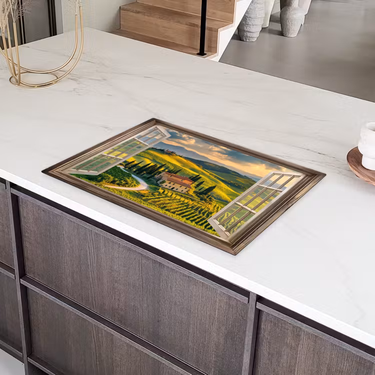 Doorkijk - Toscane - Uitzicht - Landschap - Zomer Inductie beschermer vinyl 3mm klein -sfeer8