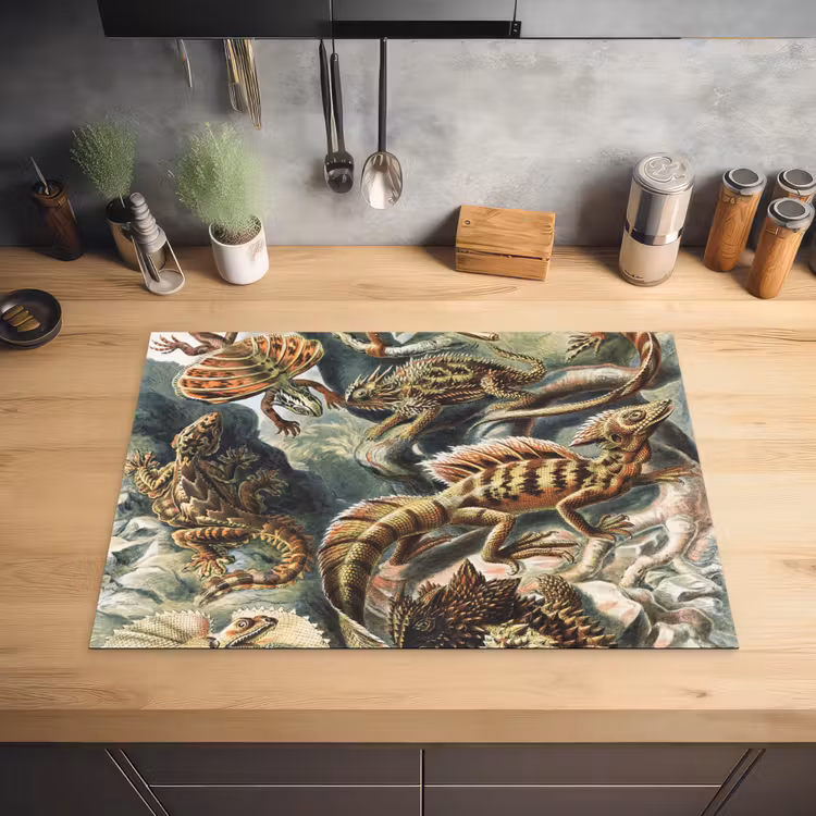 Vintage - Kunst - Ernst Haeckel - Salamanders - Dieren Inductie beschermer vinyl 3mm middel -sfeer5