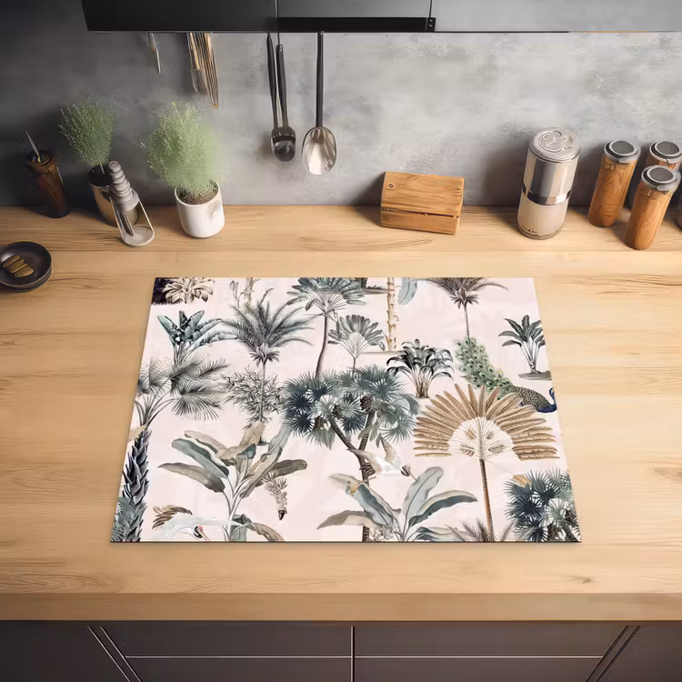 Inductie afdekplaat - Vintage - Jungle - Dieren - Natuur - Inductie beschermer Inductie beschermer vinyl 3mm groot -sfeer5
