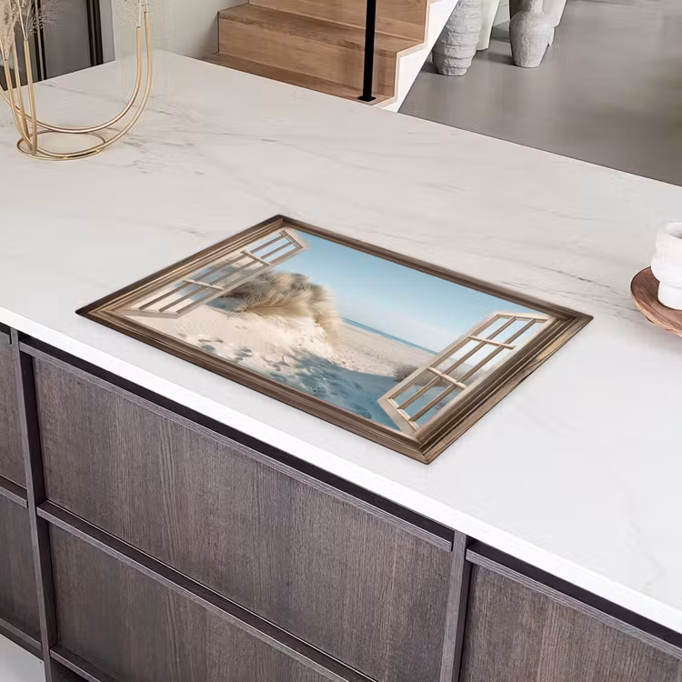 Doorkijk - Helmgras - Duinen - Zee - Landschap Inductie beschermer vinyl 3mm klein -sfeer8