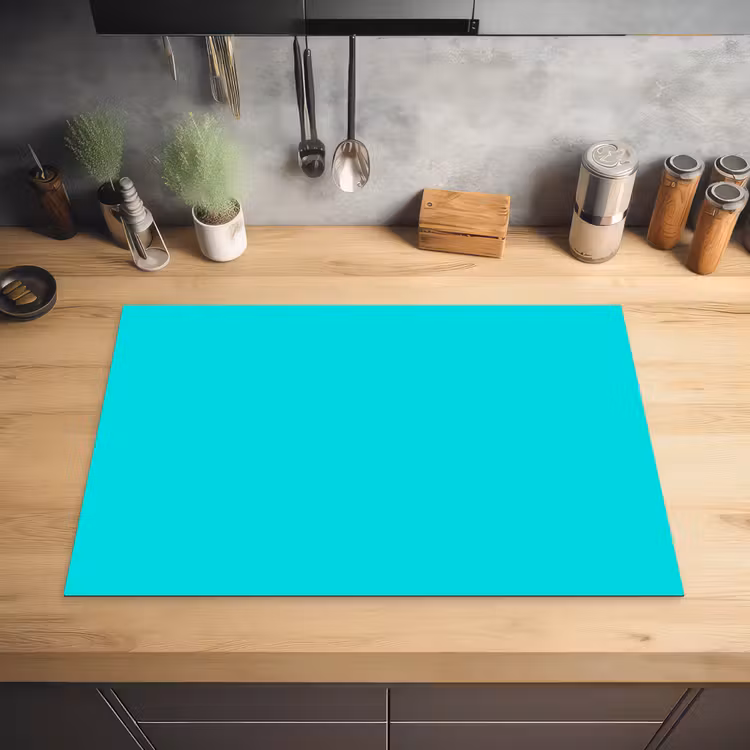 Vivid - Aquamarine - Turkoois Inductie beschermer vinyl 3mm klein 276 -sfeer5