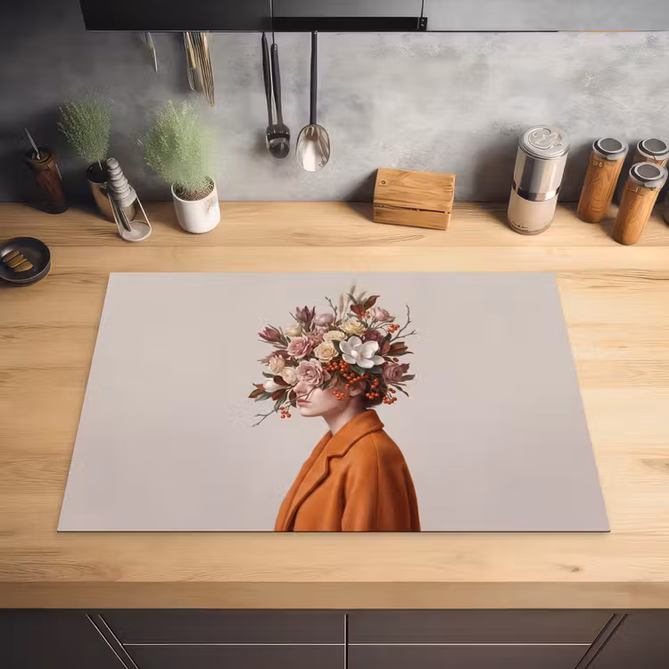 Gezicht - Boeket - Kleurrijk Inductie beschermer vinyl 3mm klein -sfeer5