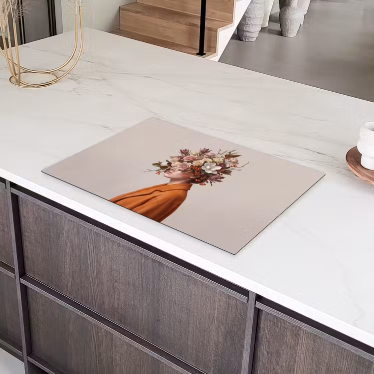 Gezicht - Boeket - Kleurrijk Inductie beschermer vinyl 3mm klein -sfeer8