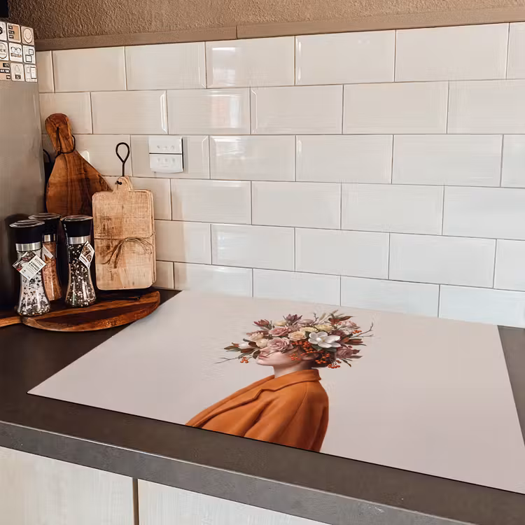 Gezicht - Boeket - Kleurrijk Inductie beschermer vinyl 3mm klein -sfeer3