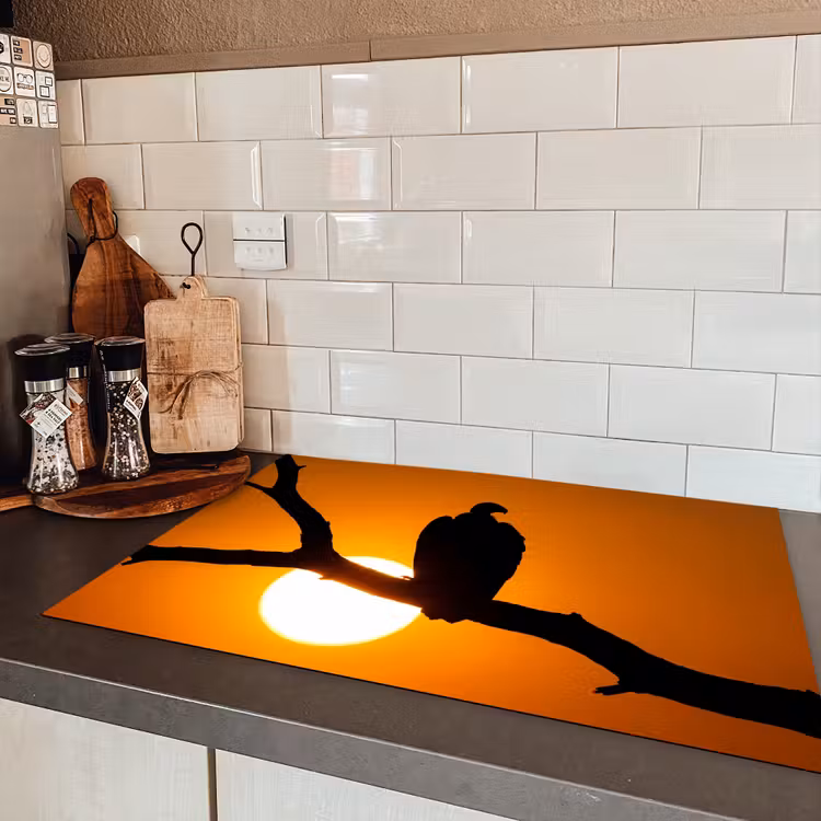 Gier - Tak - Zon - Oranje Inductie beschermer vinyl 3mm klein -sfeer3