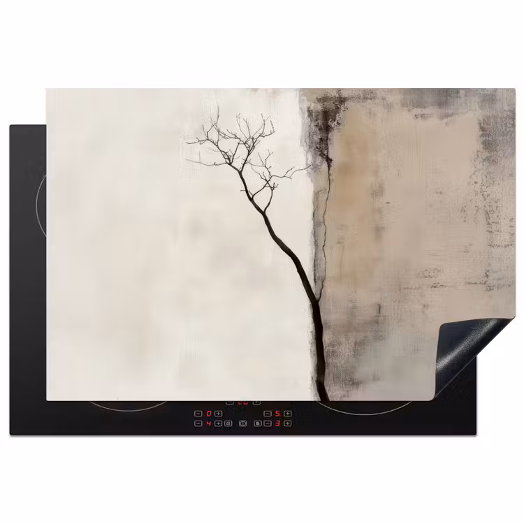 Wabi sabi - Plant - Beige Inductie beschermer vinyl 3mm klein -3d