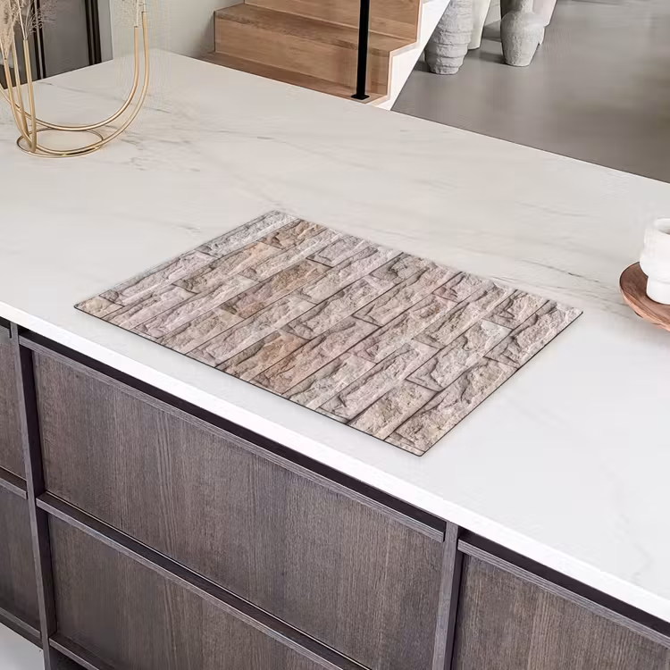 Muur - Steen - Ruw - Beige - Textuur Inductie beschermer vinyl 3mm klein -sfeer8