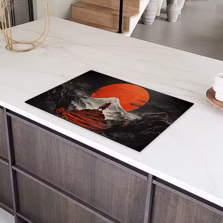 Krijger - Rode trappen - Zon - Berg Inductie beschermer vinyl 3mm klein -sfeer8