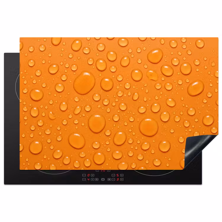 Water - Druppels - Oranje Inductie beschermer vinyl 3mm klein -3d