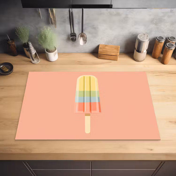 Waterijsje - Pasteltinten - Minimalistisch Inductie beschermer vinyl 3mm klein -sfeer5