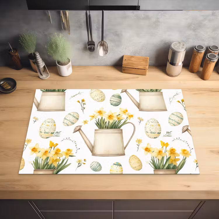 Gieter - Bloemen - Eieren Inductie beschermer vinyl 3mm klein -sfeer5
