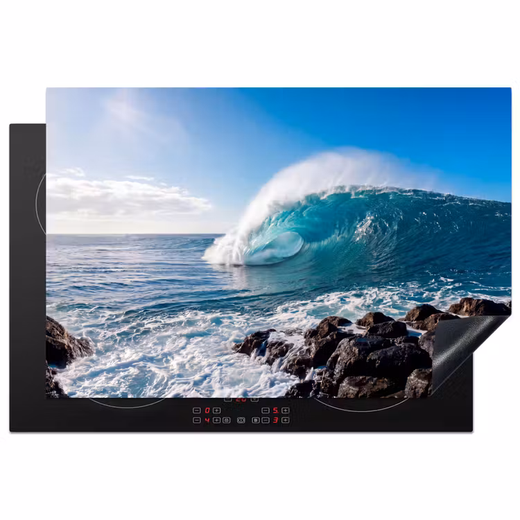 Golf - Oceaan - Brekend - Water - Blauw Inductie beschermer vinyl 3mm klein -3d