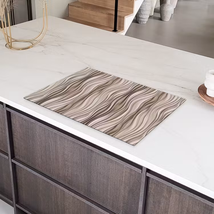 Golven - 3D - Crème Inductie beschermer vinyl 3mm klein 276 -sfeer8