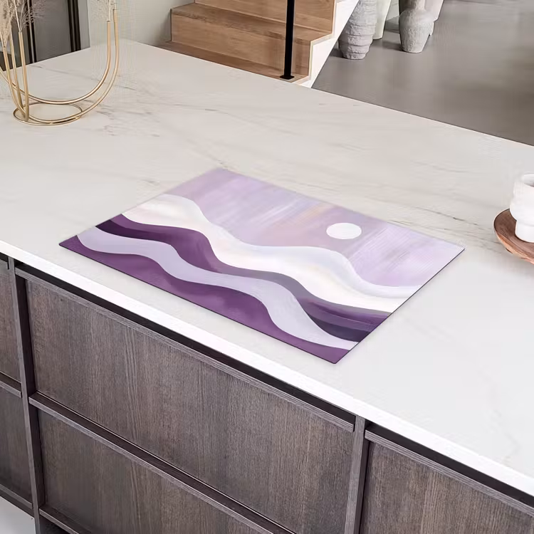 Golven - Heuvels - Abstract - Paars Inductie beschermer vinyl 3mm klein -sfeer8