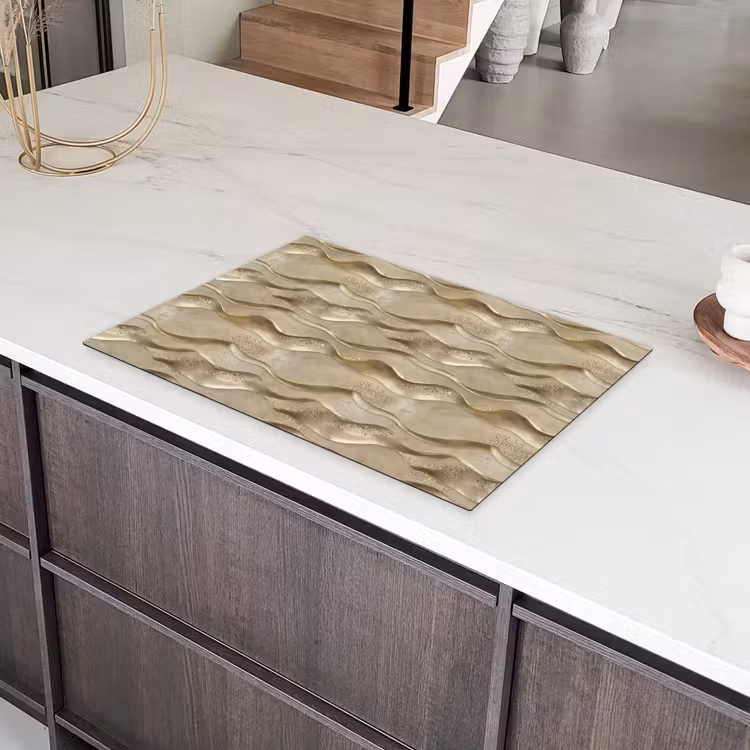 Golven - Patroon - Goud Inductie beschermer vinyl 3mm klein 276 -sfeer8