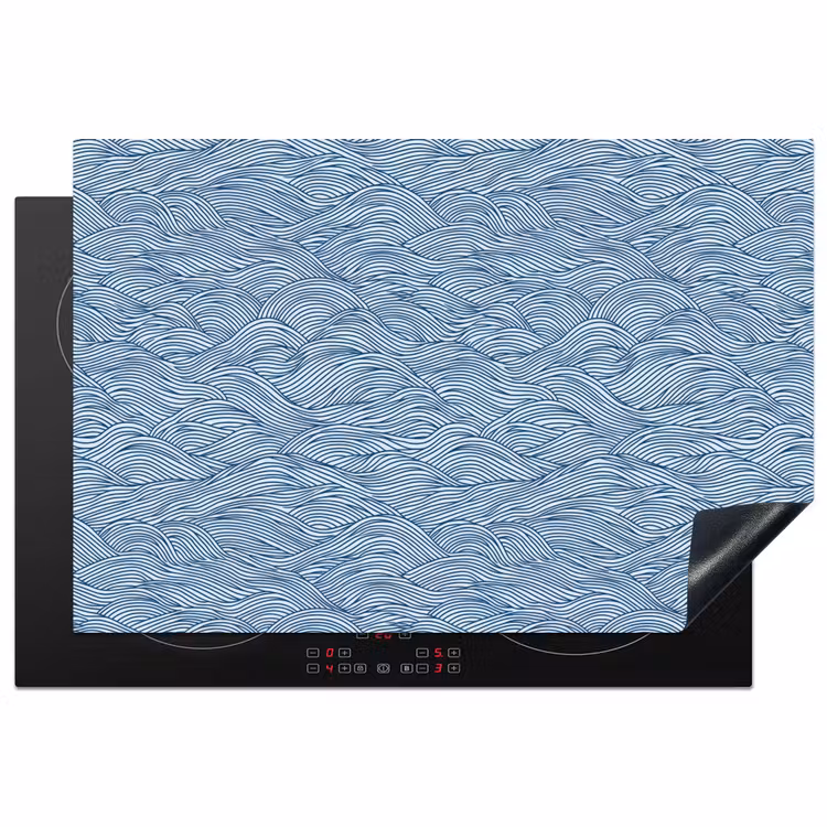 Golven - Ritmisch - Blauw Inductie beschermer vinyl 3mm klein 276 -3d