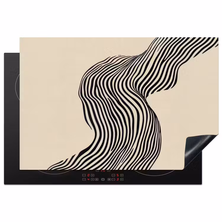 Golvend - Lijnen - Abstract - Silhouet Inductie beschermer vinyl 3mm klein -3d