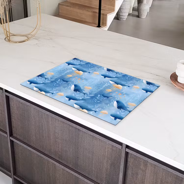 Walvissen - Oceaan - Blauw Inductie beschermer vinyl 3mm klein 276 -sfeer8