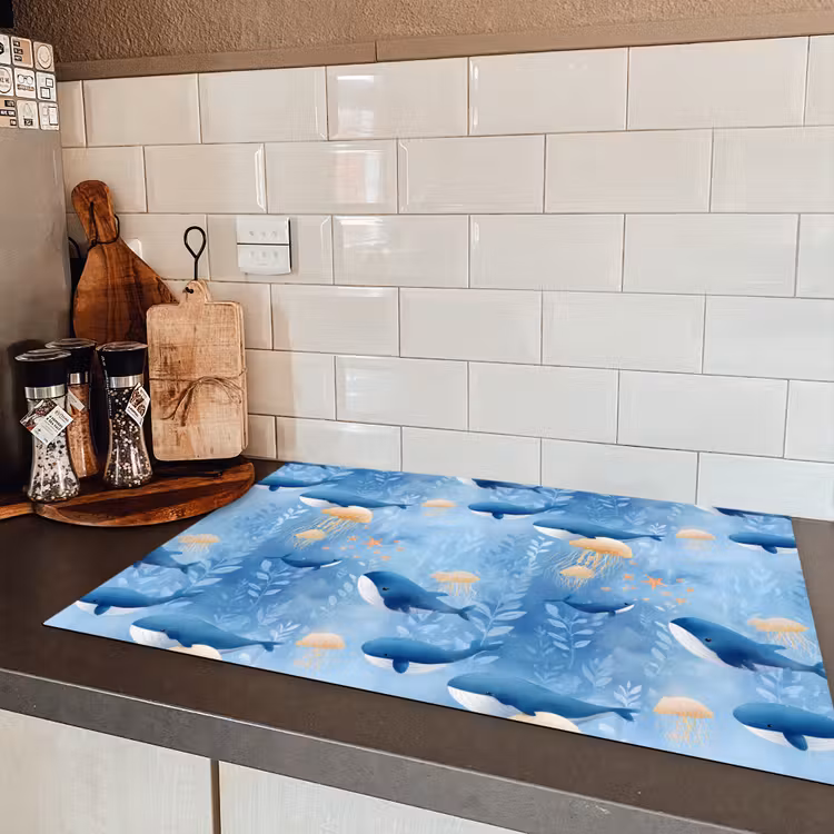Walvissen - Oceaan - Blauw Inductie beschermer vinyl 3mm klein 276 -sfeer3