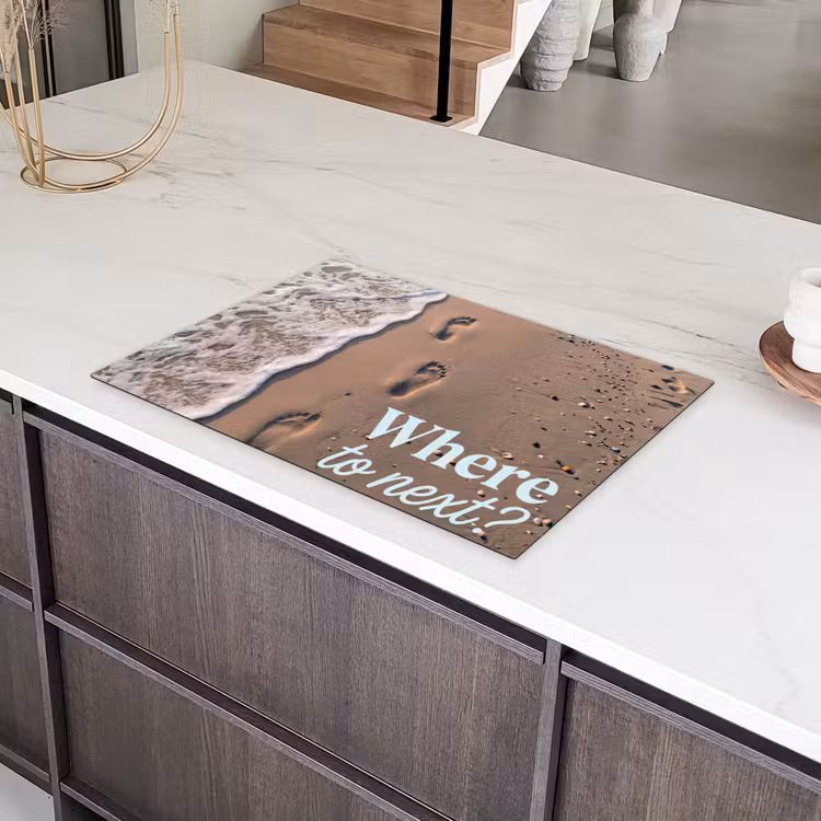 Where to next - Strand - Voetstappen Inductie beschermer vinyl 3mm klein -sfeer8