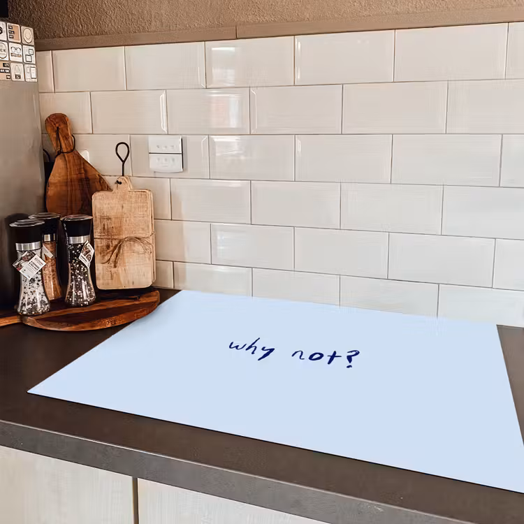 Why not - Blauw - Donker blauw - Quote Inductie beschermer vinyl 3mm klein -sfeer3