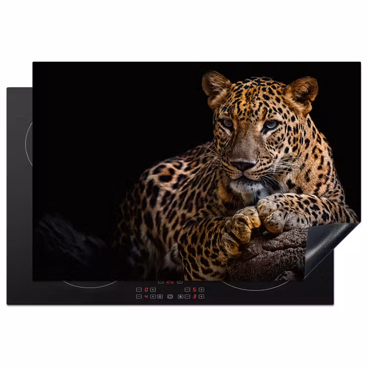 Wilde dieren - Panter - Portret - Zwart - Dieren Inductie beschermer vinyl 3mm klein -3d