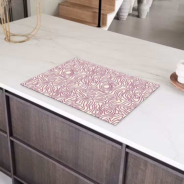 Kronkelende lijn - Magenta - Crème Inductie beschermer vinyl 3mm klein 276 -sfeer8