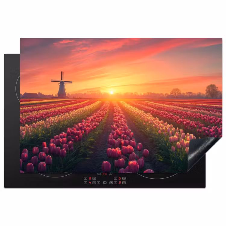 Windmolen - Zonsondergang - Landschap Inductie beschermer vinyl 3mm klein -3d
