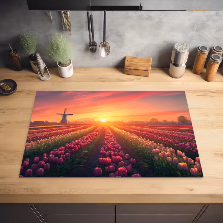 Windmolen - Zonsondergang - Landschap Inductie beschermer vinyl 3mm klein -sfeer5