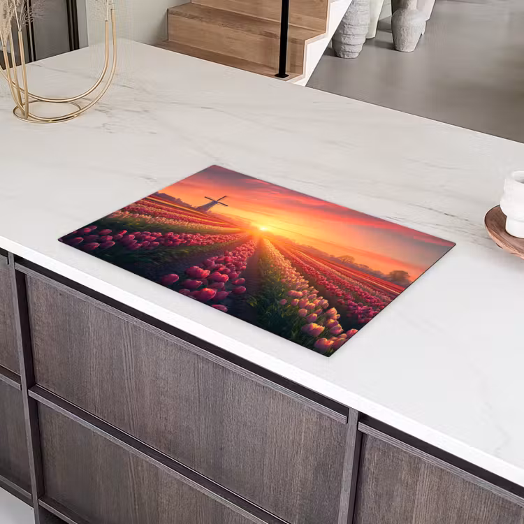 Windmolen - Zonsondergang - Landschap Inductie beschermer vinyl 3mm klein -sfeer8
