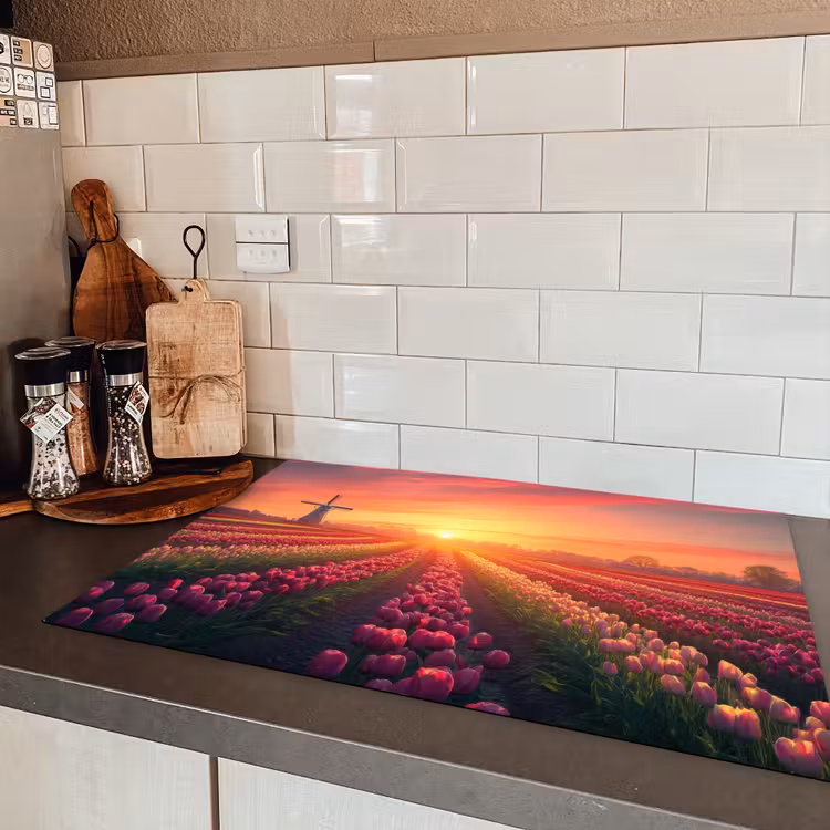 Windmolen - Zonsondergang - Landschap Inductie beschermer vinyl 3mm klein -sfeer3