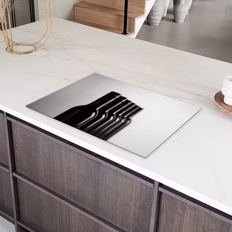 Wijnflessen - Zwart - Minimalistisch Inductie beschermer vinyl 3mm klein -sfeer8