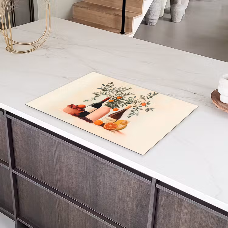 Wijnflessen - Takken - Sinaasappels Inductie beschermer vinyl 3mm klein -sfeer8