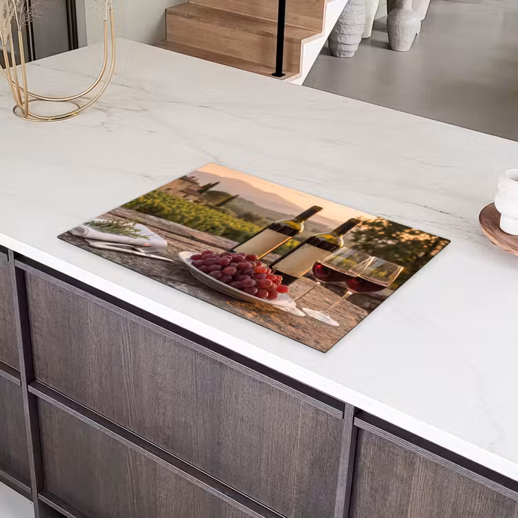 Wijn - Glazen - Druiven - Wijngaard Inductie beschermer vinyl 3mm klein -sfeer8