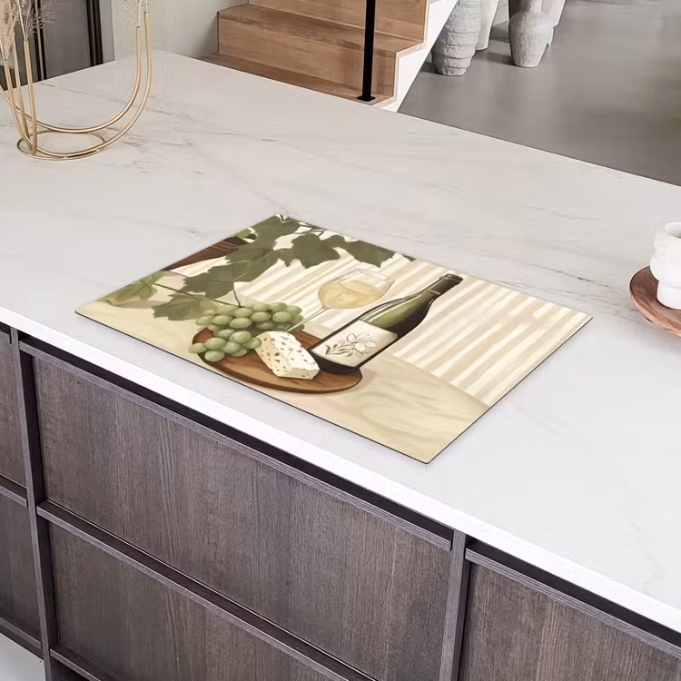Wijn - Druiven - Kaas - Bladeren Inductie beschermer vinyl 3mm klein -sfeer8