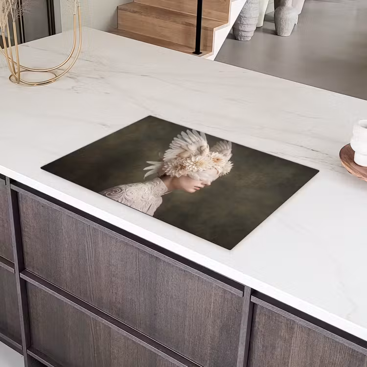 Vleugels - Vrouw - Wit Inductie beschermer vinyl 3mm klein -sfeer8