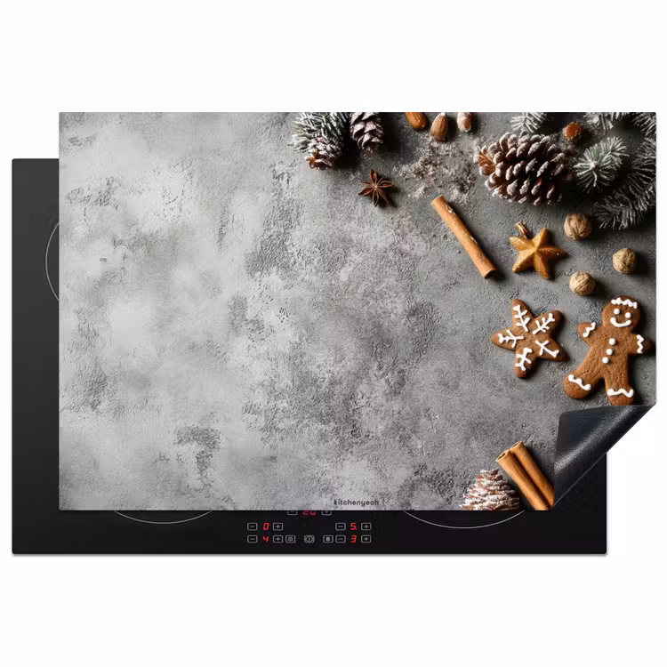 Winter - Kerst - Beton - Dennenappels Inductie beschermer vinyl 3mm klein -3d