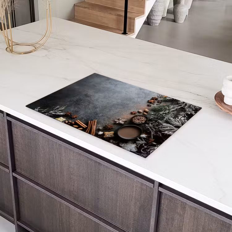 Winter - Kruiden - Sneeuw - Chocolade Inductie beschermer vinyl 3mm klein -sfeer8