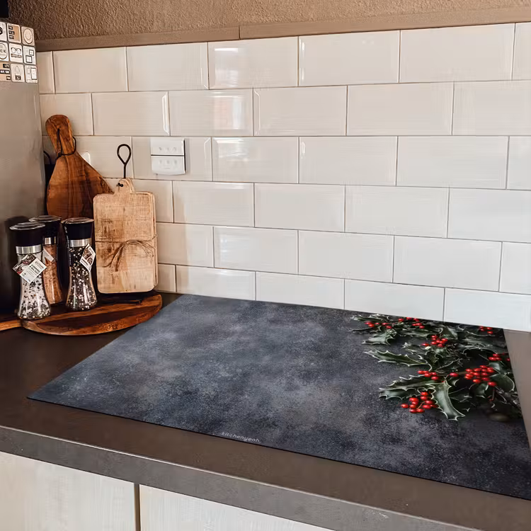 Winter - Hulst - Kerst - Beton Inductie beschermer vinyl 3mm klein -sfeer3