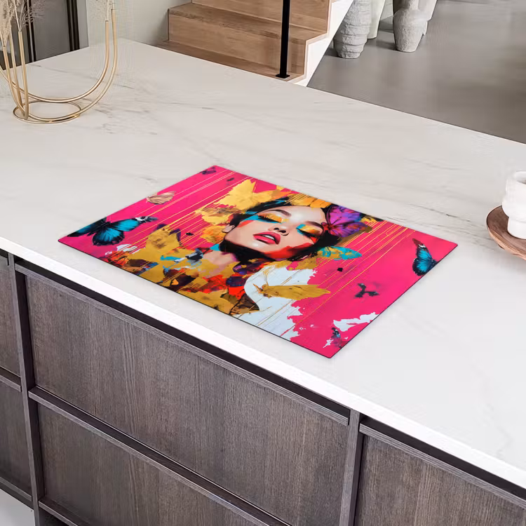 Vrouw - Abstract - Kleurrijk Inductie beschermer vinyl 3mm klein -sfeer8