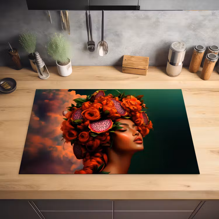 Vrouw - Drankenfruit - Rozen Inductie beschermer vinyl 3mm klein -sfeer5