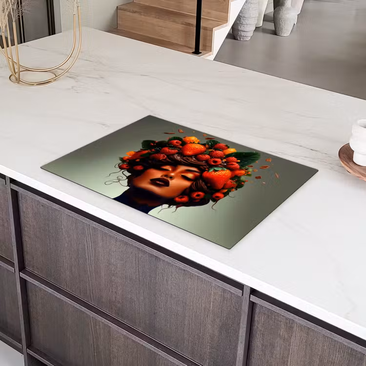 Vrouw - Chocolade - Frambozen - Aardbeien - Koekjes Inductie beschermer vinyl 3mm klein -sfeer8